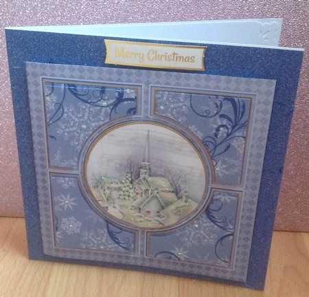 Blue Christmas Church 6inch Architect Quad Topper by Anita Henery