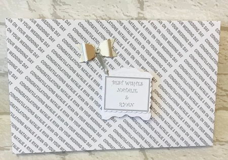 Lovely wedding day card front in shades of lilac and purple by Anita Henery