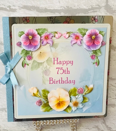 Happy 75th Birthday Floral Topper by Anita Henery
