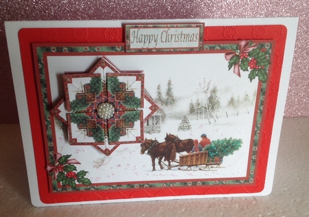  JJ CHRISTMAS BRINGING HOME THE TREE 7X5 TEA BAG CARD by Anita Henery