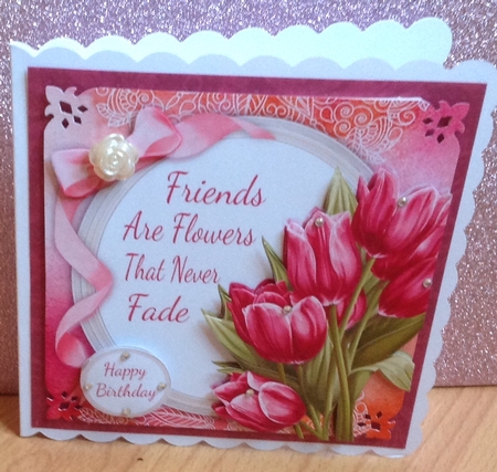 Friends Are Flowers That Never Fade Tulips 8x8 by Anita Henery
