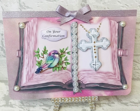 Open Book Pink Baptism Confirmation Christening Topper 1 by Anita Henery