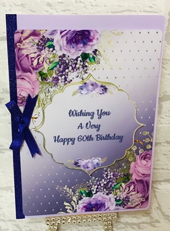 Purple & Gold Floral 60th Birthday Card by Anita Henery