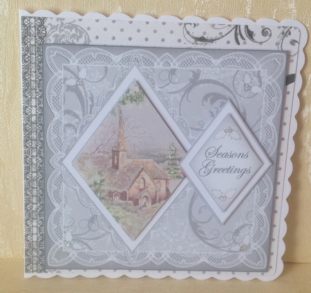 Christmas Day Seasons Greetings 7in Double Diamond Topper by Anita Henery