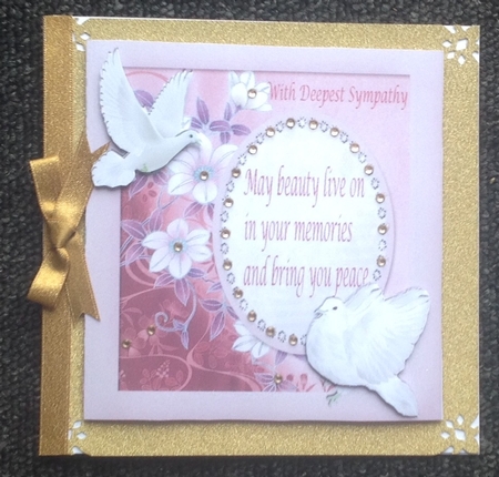 White Doves with pink flowers with verse  on card front 8x8 (sympathy) by Anita Henery