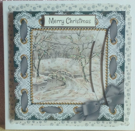 Winter Etching Ribbon Edge 5in Rounded Spiral Stacker by Anita Henery