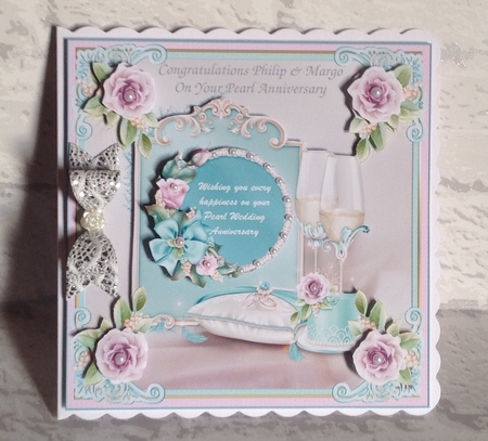 Pearl Anniversary Decoupage Topper 1 by Anita Henery