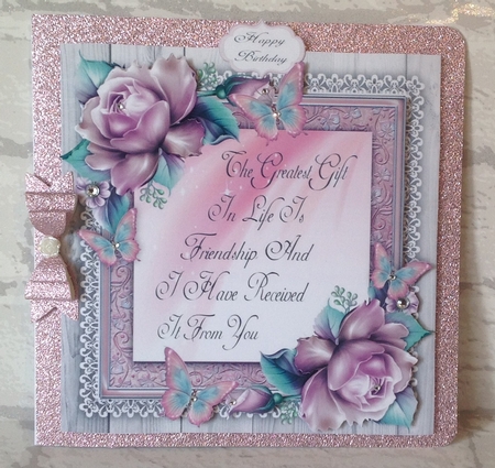 The Greatest Gift In Life Is Friendship Pink 8x8 by Anita Henery