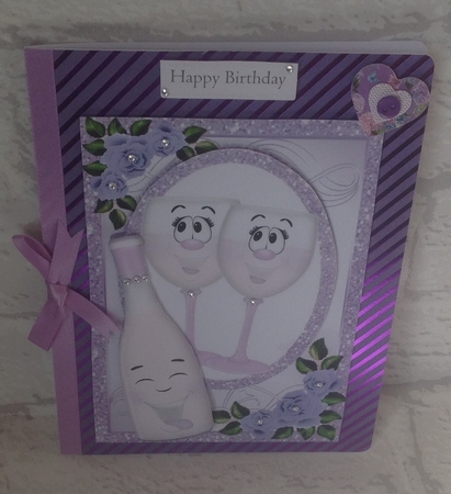 Lilac toony glases with with Lilac roses in sparkle frame A5 by Anita Henery