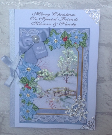 Snowscene Happy Christmas 7x5in Fancy Lace Step by Step by Anita Henery