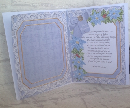 Snowscene Happy Christmas 7x5in Fancy Lace Foldable Insert by Anita Henery