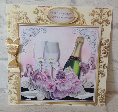 for a happy couple champagne & pink roses 8x8 by Anita Henery
