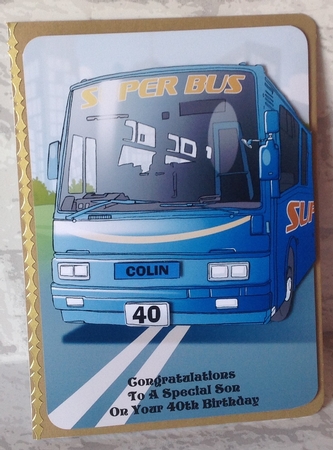 A5 Blue Bus Scene by Anita Henery