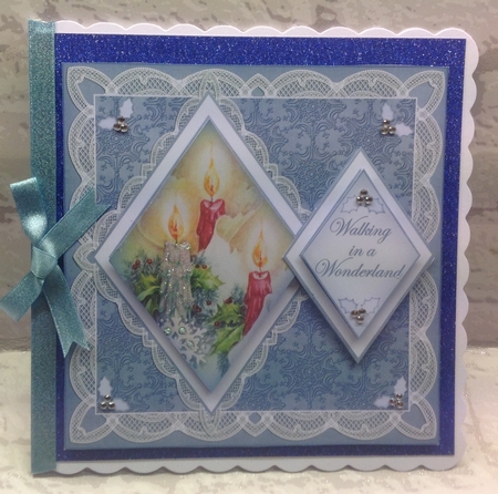 Blue Candles Walking in a Wonderland 7in Double Diamond Topper by Anita Henery