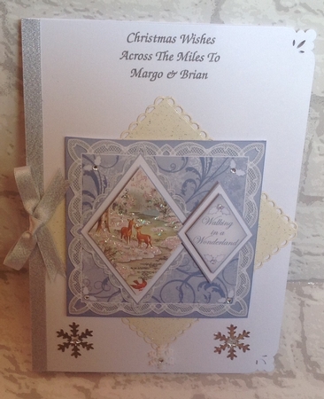 Snow Deer Walking in a Wonderland 7in Double Diamond Topper by Anita Henery