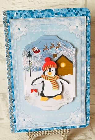 Happy Penguin Decoupage Christmas Topper 1  by Anita Henery
