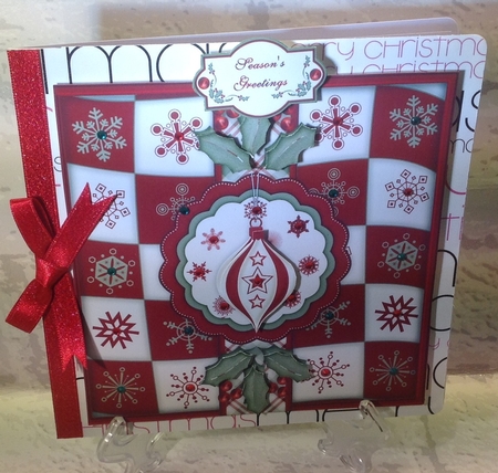 Christmas Bauble Square Card & Step by Step by Anita Henery