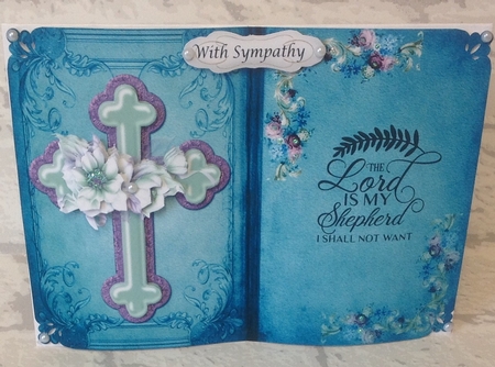 Open book with flower cross - various sentiments by Anita Henery