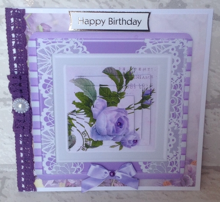 Pretty purple peonies with bow pyramids 7x7 by Anita Henery