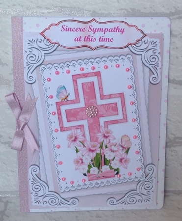 4 Lovely Cards of crosses on lace stackers with lilies & Daffs A5 mini kit by Anita Henery