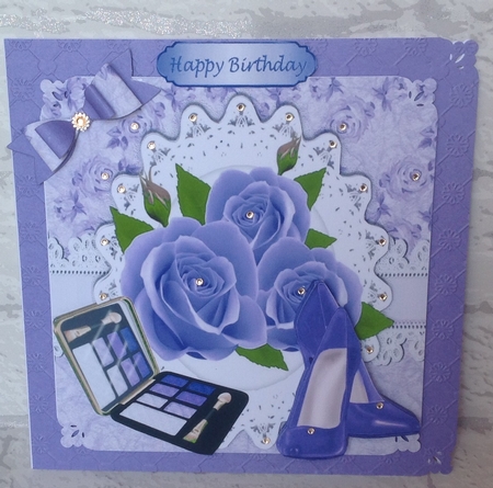 4 Lovely card fronts with roses,Lace and Pretty shoes 8x8 mini kit by Anita Henery