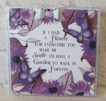 flowers and butterflies card front 8x8 (purple shades) by Anita Henery