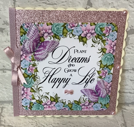 Pretty lilac butterflies, floral frame with a script 8x8 by Anita Henery
