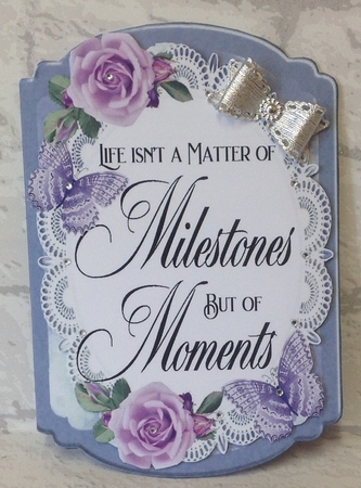 Pretty floral with purple butterflies bracket card with a sentiment  by Anita Henery