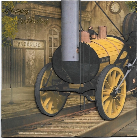 The Old Victorian Train Station 22 - Rocket - Travel Adventures - 3D Decoupage Insert & Tag by Ann Blackman
