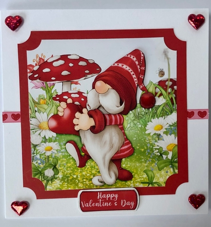 Valentines Day Gnome Heart 7x7 Quick Card by Ann Ramsell