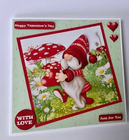 Valentines Day Gnome Heart 7x7 Quick Card by Ann Ramsell