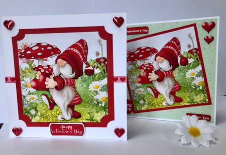 Valentines Day Gnome Heart 7x7 Quick Card by Ann Ramsell