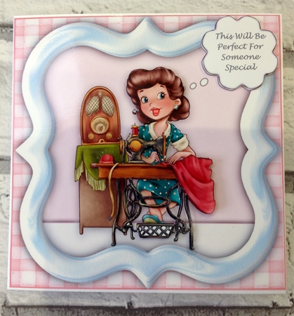 The Sewing Lady 6 x 6 Card Kit With Envelope, Insert, Bookmark,Gift Tag & Thought Bubbles by Ann Ramsell