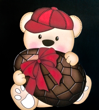 3D Shaped Card Mini Kit - Cute Teddy Bear has an Easter Egg by Ann Ramsell