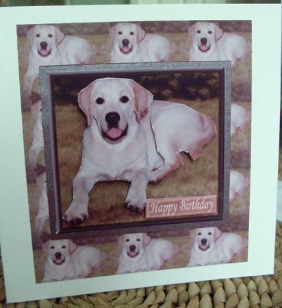 Golden Labrador 3D Decoupage with Background by Ann Ramsell