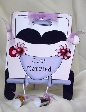 Just Married Car Shaped Card by Ann Ramsell