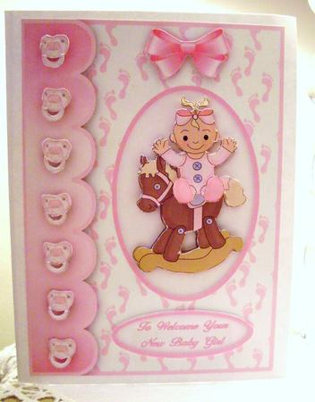To Welcome Your New Baby Girl Step by Step Card Front by Ann Ramsell