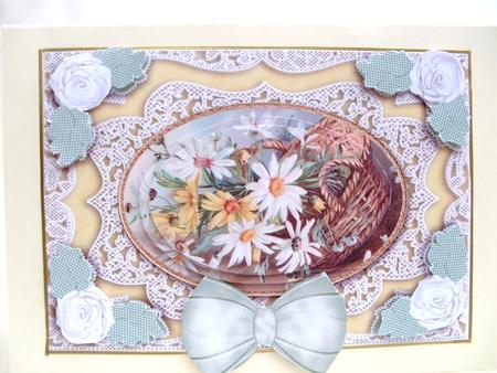 Basket of Daisies A5 Lace Card Front Step by Step by Ann Ramsell