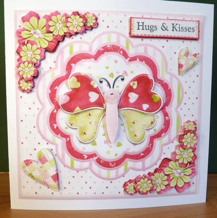 Hugs & Kisses Quick Square Card with Decoupage by Ann Ramsell