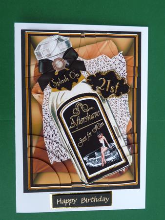 Black Aftershave 21st Birthday 7x5in Corner Stacker by Ann Ramsell
