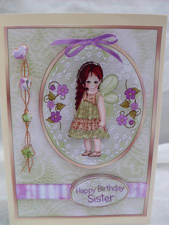 Green Charm Fairy Cameo - Card Front with Decoupage by Ann Ramsell