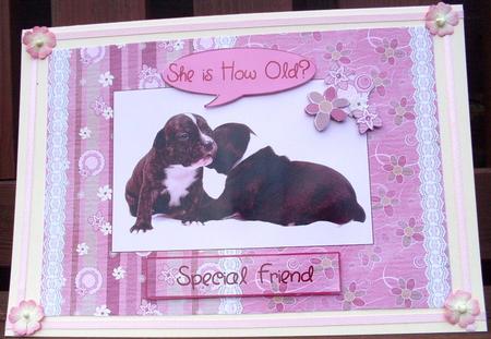Gossip Girls Puppy Card Topper by Ann Ramsell