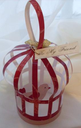 Birdcage Red and Gold by Ann Ramsell