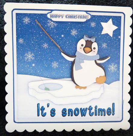 Its Snowtime Card Front with Step by Step by Ann Ramsell