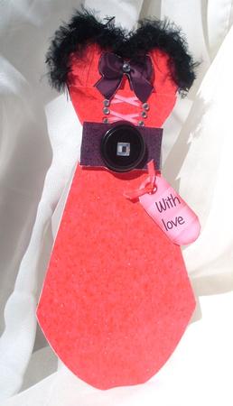 Glam Red Prom Style Dress Wobble Card by Ann Ramsell