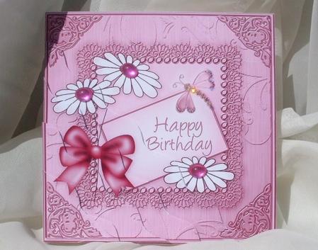 Daisies on metallic lace  - Wavey Corner Stacker by Ann Ramsell
