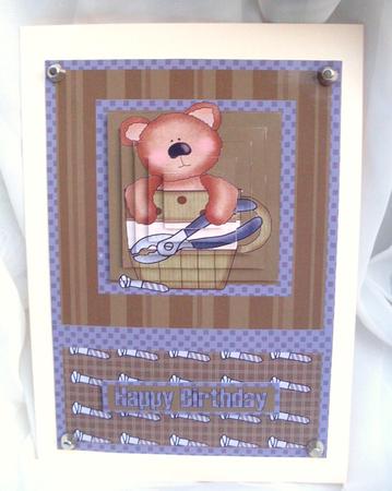 Teacup DIY Bear Pyramid Card Front by Ann Ramsell