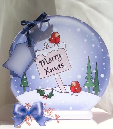 Xmas Robins Snow Globe by Ann Ramsell