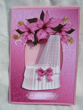 New Baby Girl Frame and Decoupage Card Front by Ann Ramsell