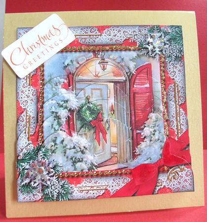 Welcome Door Snow One Edge Scallop Bottom Stacker by Ann Ramsell